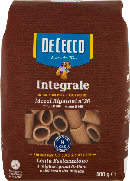 De Cecco Mezzi Rigatoni Integrali