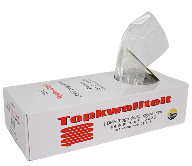 LDPE Polyzakjes 16+5x5x35